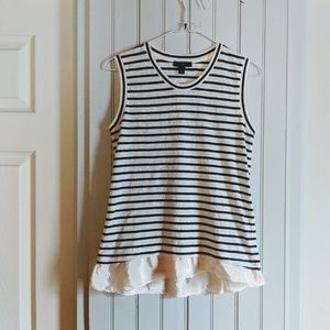J. Crew Ruffle Hem Tank Top in Stripe, XXS